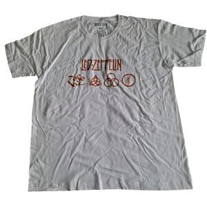 Led Zeppelin ZoSo Band Logo Graphic T-Shirt Metal Rock Band White Men's Size 2XL